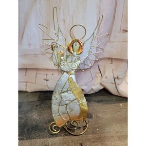 Golden Harp player Angel cherub Xmas figure decor
